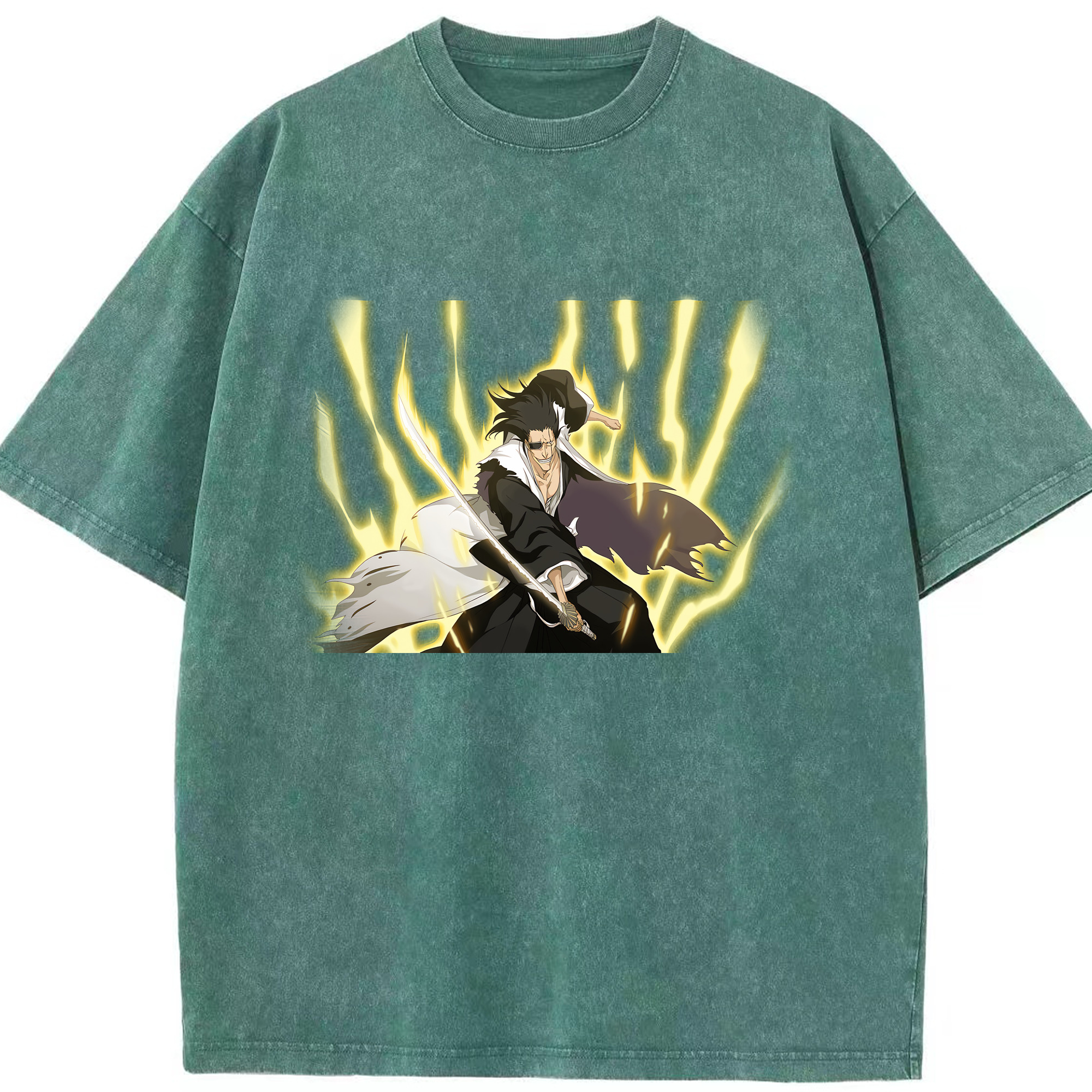 （画像用） ブリーチ ざらき けんぱち BLEACH Zaraki Kenpachi 綿100% ヴィンテージ風 半袖Tシャツ（フロントプリント）